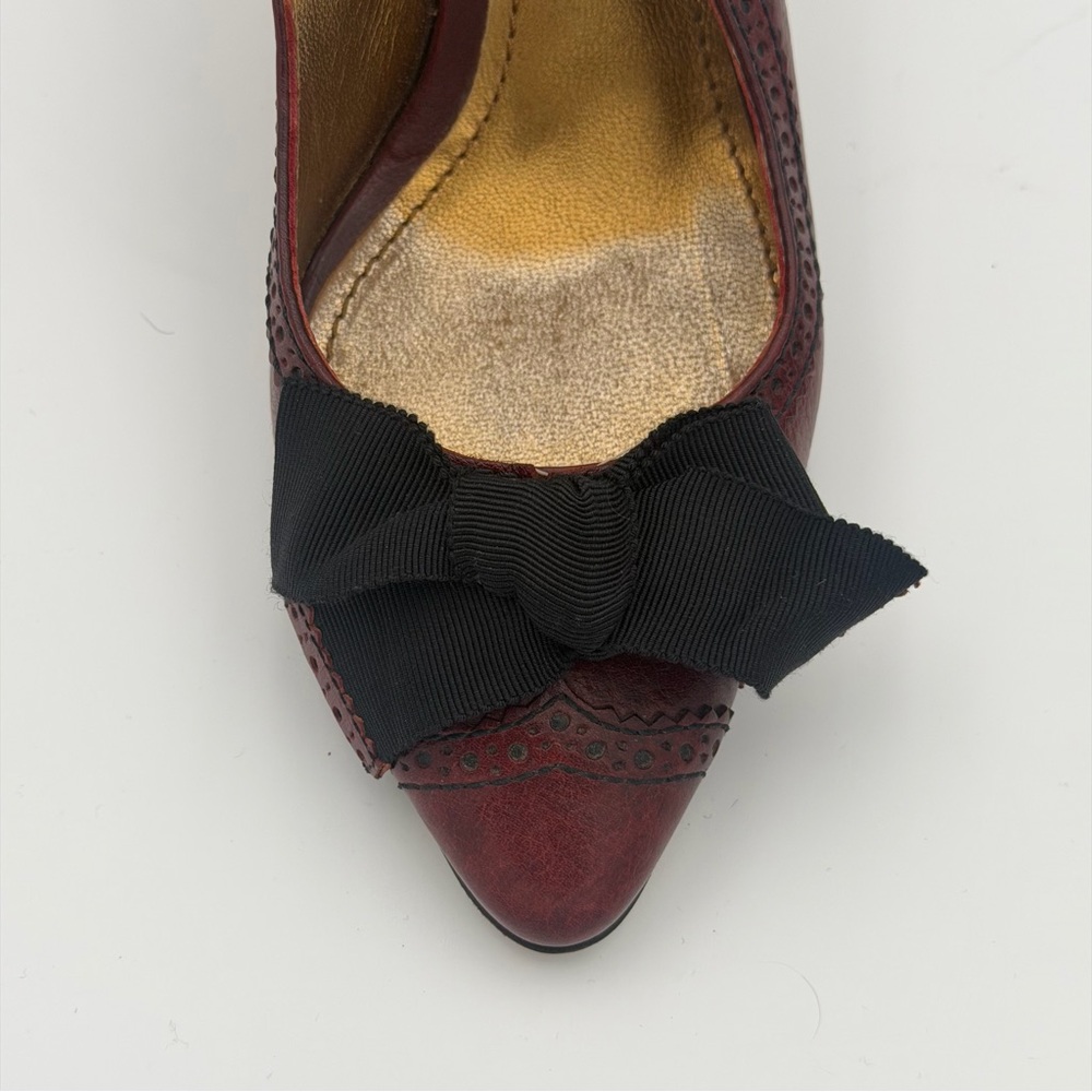 DOLCE & GABBANA BURGUNDY LEATHER SLINGBACK HEELS – IT 36 - Picture 3 of 7